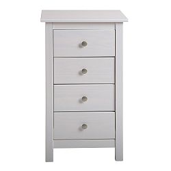 Bílá komoda z masivního borovicového dřeva se 4 zásuvkami Marckeric Berna