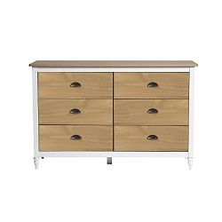 Bílá komoda z masivního borovicového dřeva se 6 zásuvkami Marckeric Iryna