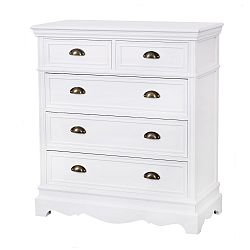 Bílá komoda z topolového dřeva s 5 zásuvkami Livin Hill Latina