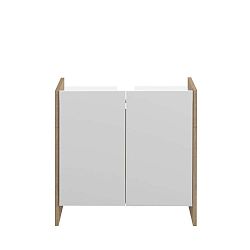 Bílá koupelnová skříňka s hnědým korpusem TemaHome Biarritz, výška 59,2 cm