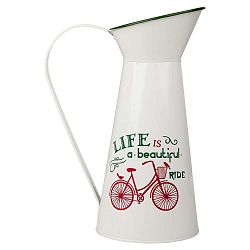Bílá kovová konev Chrissie Life is Beautiful, výška 27,5 cm