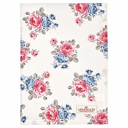 Bílá květovaná utěrka Green Gate Hailey, 50 x 70 cm