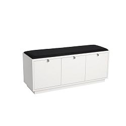 Bílá lavice s úložným prostorem a s černým sedákem Folke Confetti, šířka 106 cm