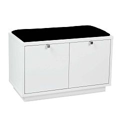 Bílá lavice s úložným prostorem a s černým sedákem Rowico Confetti, šířka 70 cm