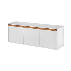 Bílá nástěnná komoda s dřevěnými detaily Dřevotvar Ontur 13