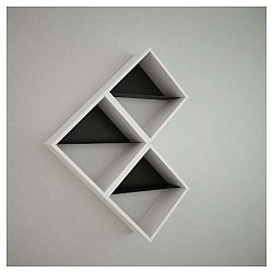 Bílá nástěnná police Daniele Triple White/Black, šířka 56 cm