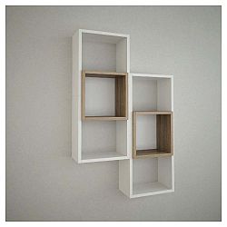 Bílá nástěnná police Pag Double White/Brown, šířka 67 cm