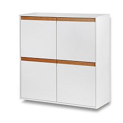 Bílá nástěnná skřínka s dřevěnými detaily Dřevotvar Ontur 42