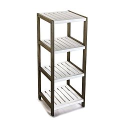 Bílá police s dřevěnými detaily Versa Wood Cabinet