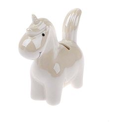 Bílá porcelánová dekorace ve tvaru jednorožce Dakls Unicorn, výška 14,2 cm