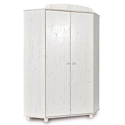 Bílá rohová šatní skříň z borovicového dřeva Faktum Tomi