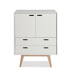 Bílá ručně vyráběná komoda z masivního březového dřeva Kiteen Alanko, 105 x 81 cm