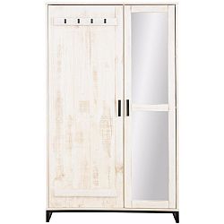 Bílá šatní skříň z masivního borovicového dřeva se zrcadlem Støraa Santana