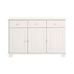 Bílá třídveřová komoda z masivního borovicového dřeva Støraa Ella