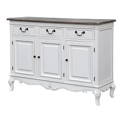 Bílá třídveřová komoda z topolového dřeva s přírodními detaily Livin Hill Rimini