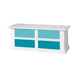 Bílá truhla s modrými zásuvkami Evergreen House Chest