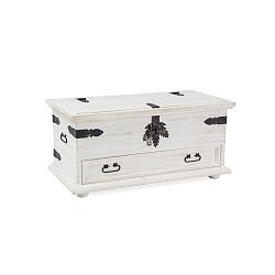 Bílá truhla z borovicového dřeva Signal Poprad, šířka 100 cm