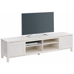 Bílá TV komoda se 4 přihrádkami  z masivního borovicového dřeva Støraa Salento