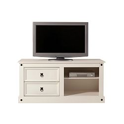 Bílá TV komoda z masivního borovicového dřeva  Støraa Alfredo