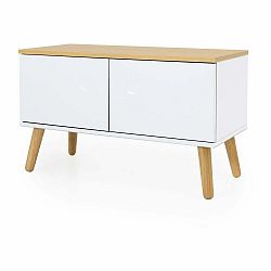 Bílá úložná lavice s nohami z dubového dřeva Tenzo Dot