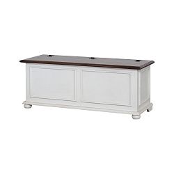 Bílá úložná truhla s motivem ořechového dřeva Nara