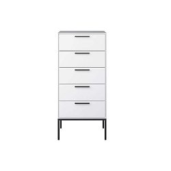 Bílá úzká komoda s 5 zásuvkami Steens Slimline, výška 103 cm