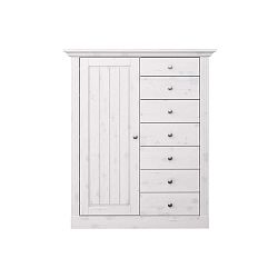 Bílá vysoká komoda z borovicového dřeva s bílou deskou Steens Monaco