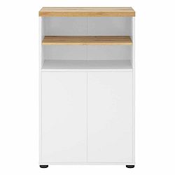 Bílá vysoká koupelnová skříňka v dekoru dubu 60x102 cm Thessa – Støraa