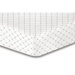 Bílé elastické prostěradlo se vzorem DecoKing Hypnosis Calluna, 220 x 240 cm