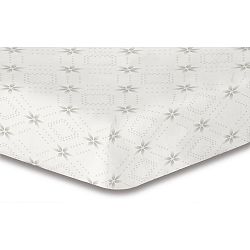 Bílé elastické prostěradlo se vzorem DecoKing Hypnosis Snowynight, 220 x 240 cm