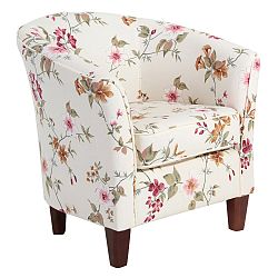 Bílé květované křeslo s tmavě hnědými nohami Max Winzer Livia