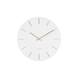 Bílé nástěnné hodiny s ručičkami ve zlaté barvě Karlsson Charm, ø 30 cm