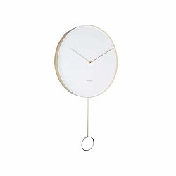 Bílé nástěnné kyvadlové hodiny Karlsson Pendulum, ø 34 cm