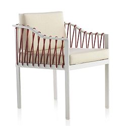 Bílé zahradní křeslo s červenými detaily Geese Sweats