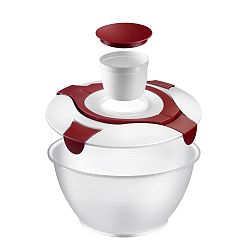 Bílo-červená mísa na salát s nádobkou na dresink Westmark Vege, 6,5 l