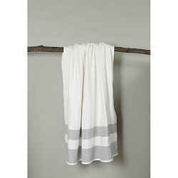 Bílo-šedá bavlněná plážová osuška My Home Plus Holiday, 100 x 180 cm