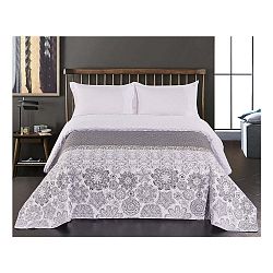 Bílo-šedý oboustranný přehoz z mikrovlákna DecoKing Alhambra, 260 x 280 cm