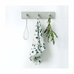 Bílo-zelená lněná utěrka Linen Tales Eucalyptus, 65 x 45 cm