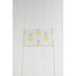 Bílo-žlutá koupelnová předložka Tropica Ananas, 60 x 40 cm