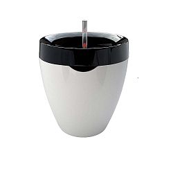 Bíločerný samozavlažovací květináč Plastia Calimera A2, ø 17 cm
