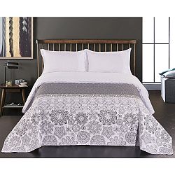 Bílošedý oboustranný přehoz z mikrovlákna DecoKing Alhambra, 240 x 220 cm