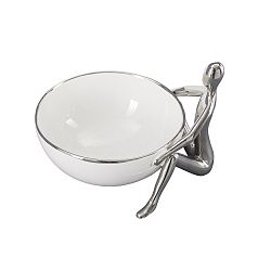 Bílostříbrná dekorativní keramická miska Mauro Ferretti Lower