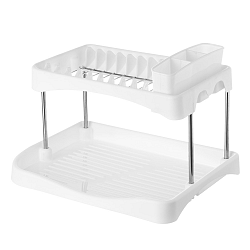 Bílý 2patrový odkapávač nádobí Unimasa, 42 x 31,2 cm