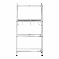 Bílý 4patrový úložný regál s policemi a košíkem Premier Housewares