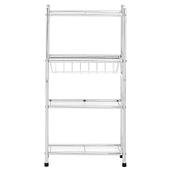 Bílý 4patrový úložný vozík s policemi a košíkem Premier Housewares