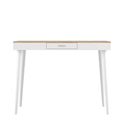 Bílý barový stolek s deskou v dekoru dubu Symbiosis Horizon