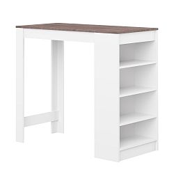 Bílý barový stůl s hnědou deskou Symbiosis Auguste