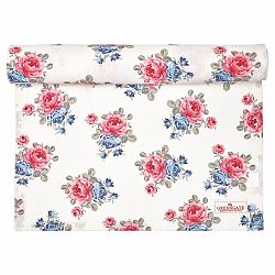 Bílý běhoun s květinovým vzorem Green Gate Hailey, 45 x 140 cm