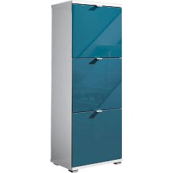 Bílý botník s modrými zásuvkami Germania Colorado, výška 132 cm