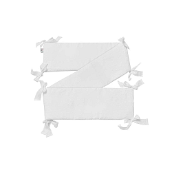 Bílý dětský lněný ochranný mantinel do postýlky BELLAMY Snow White, 23,5 x 198 cm